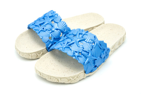 Sunies Glossy Blue Slides Womens Footwear